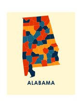 Charger l&#39;image dans la galerie, Affiche cartographique de Alabama - Style Chroma
