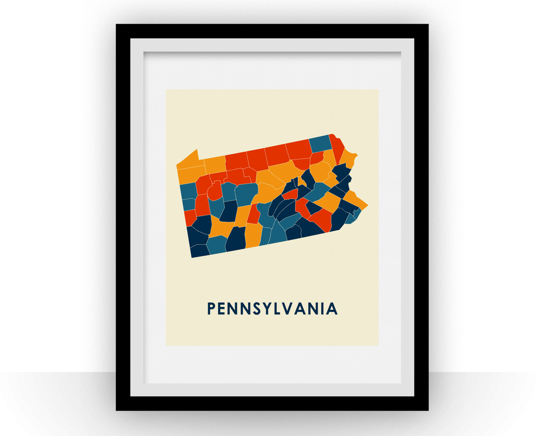 Pennsylvania Map Print - Full Color Map Poster