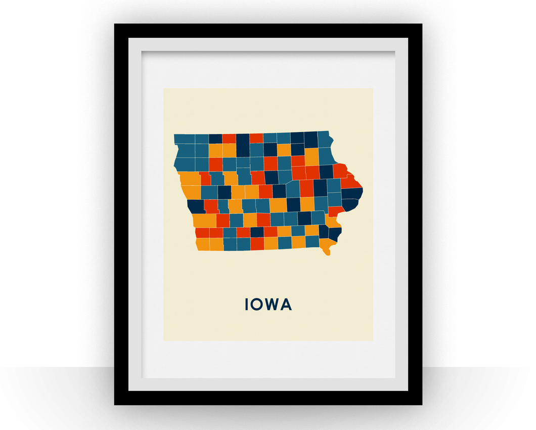 Iowa Map Print - Full Color Map Poster