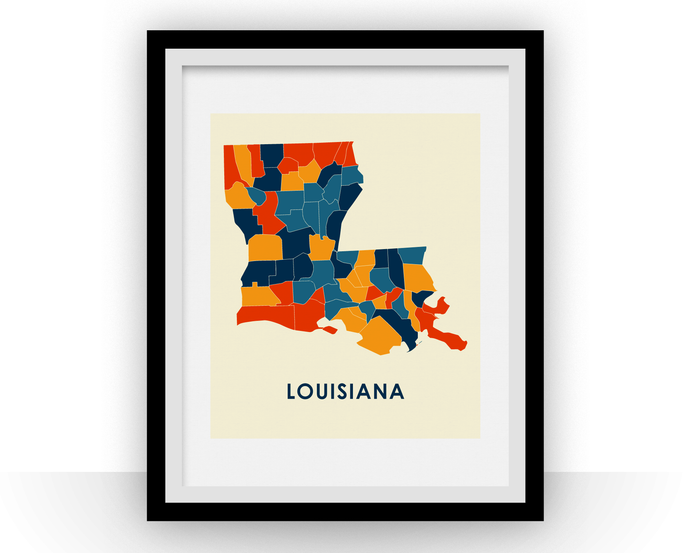 Louisiana Map Print - Full Color Map Poster