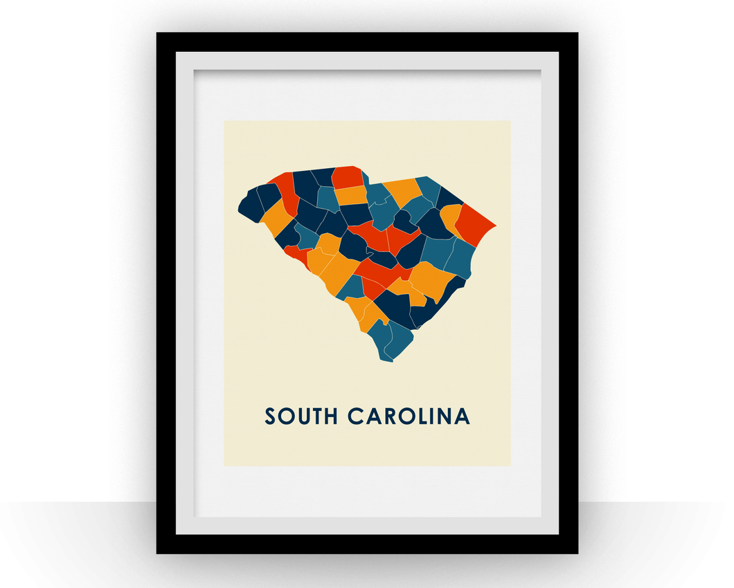 South Carolina Map Print - Full Color Map Poster