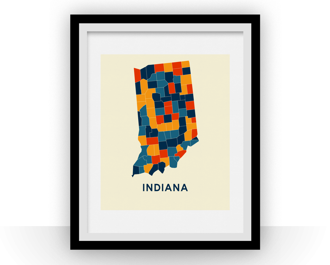 Indiana Map Print - Full Color Map Poster