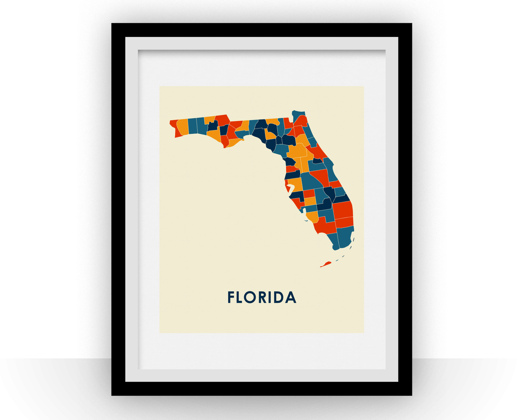 Florida Map Print - Full Color Map Poster