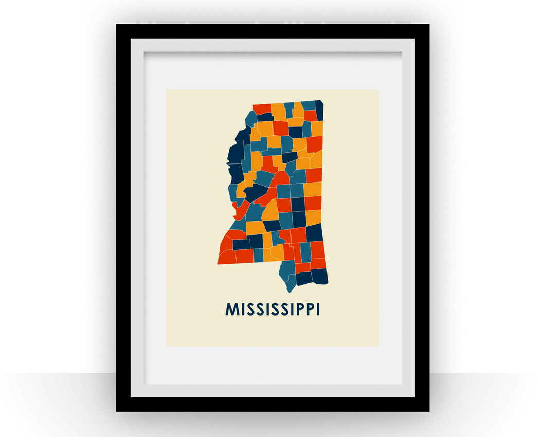 Mississippi Map Print - Full Color Map Poster