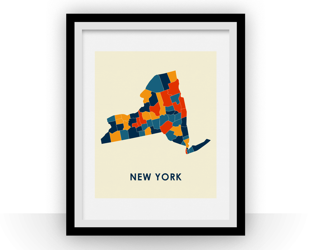 New York Map Print - Full Color Map Poster