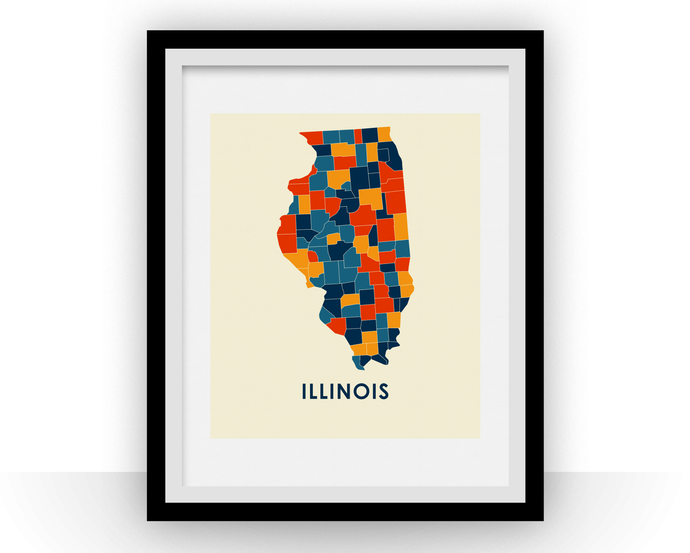 Illinois Map Print - Full Color Map Poster