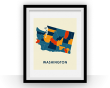 Charger l&#39;image dans la galerie, Washington Map Print - Full Color Map Poster
