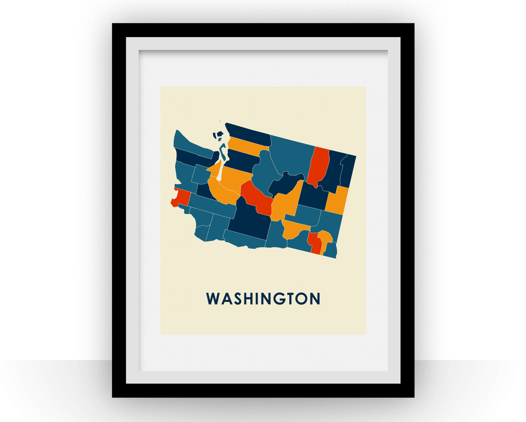 Washington Map Print - Full Color Map Poster