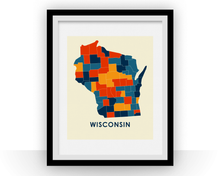 Charger l&#39;image dans la galerie, Wisconsin Map Print - Full Color Map Poster
