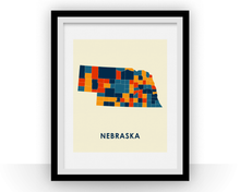 Charger l&#39;image dans la galerie, Nebraska Map Print - Full Color Map Poster
