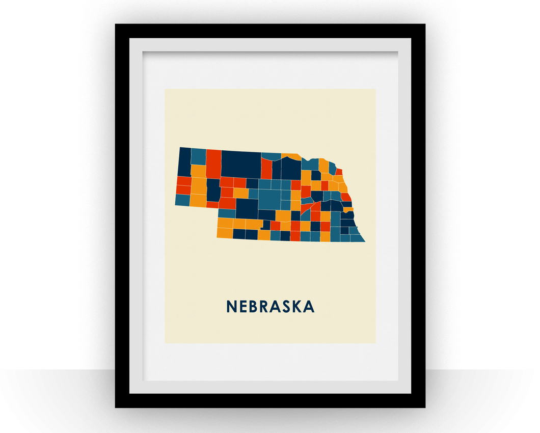 Nebraska Map Print - Full Color Map Poster