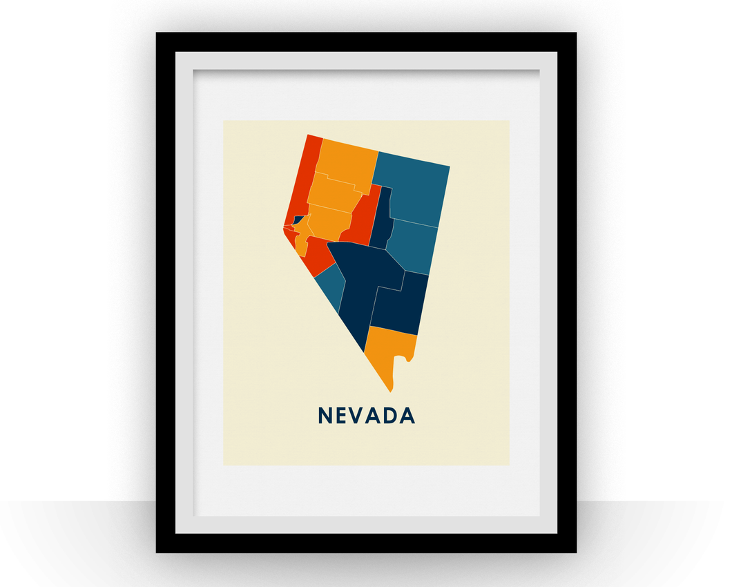 Nevada Map Print - Full Color Map Poster