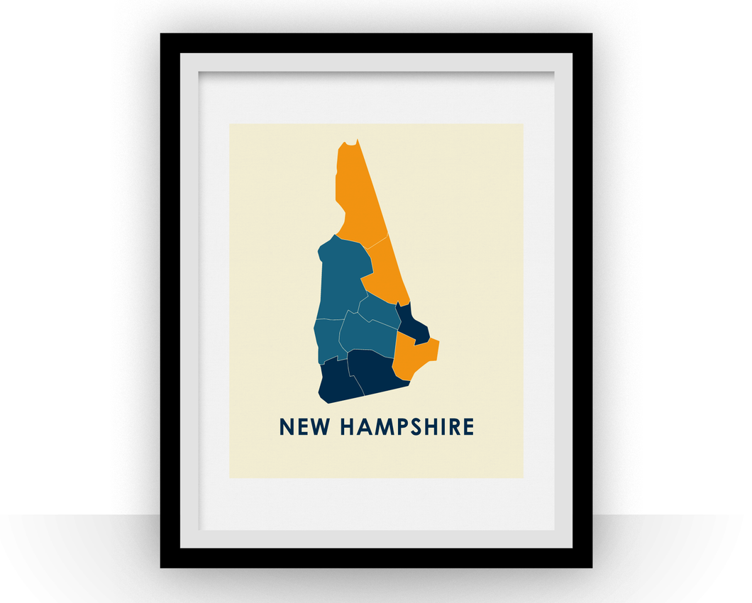 New Hampshire Map Print - Full Color Map Poster