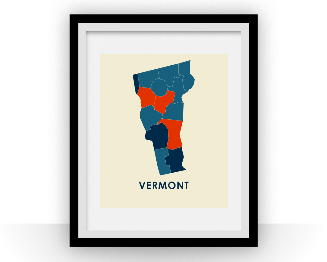 Vermont Map Print - Full Color Map Poster