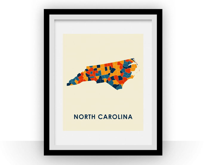 North Carolina Map Print - Full Color Map Poster