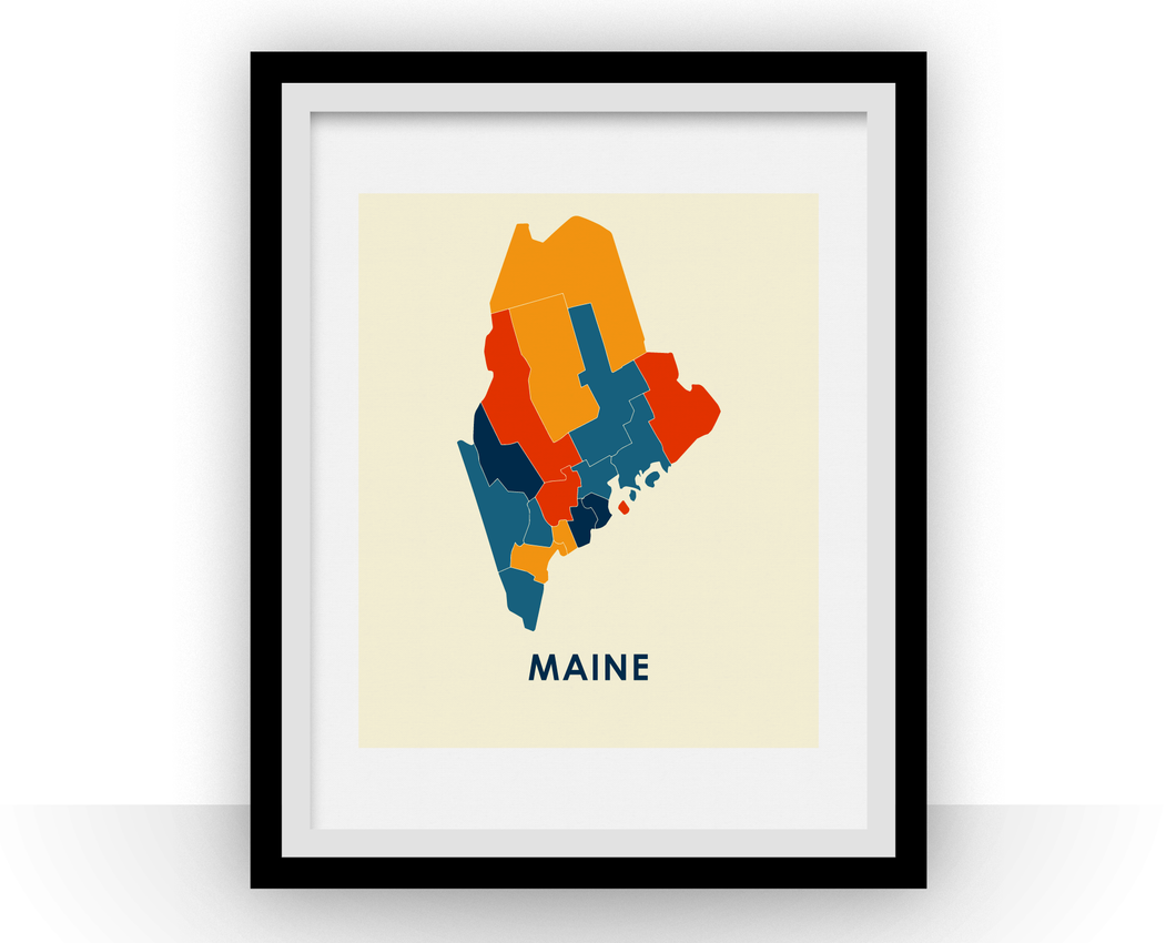 Maine Map Print - Full Color Map Poster