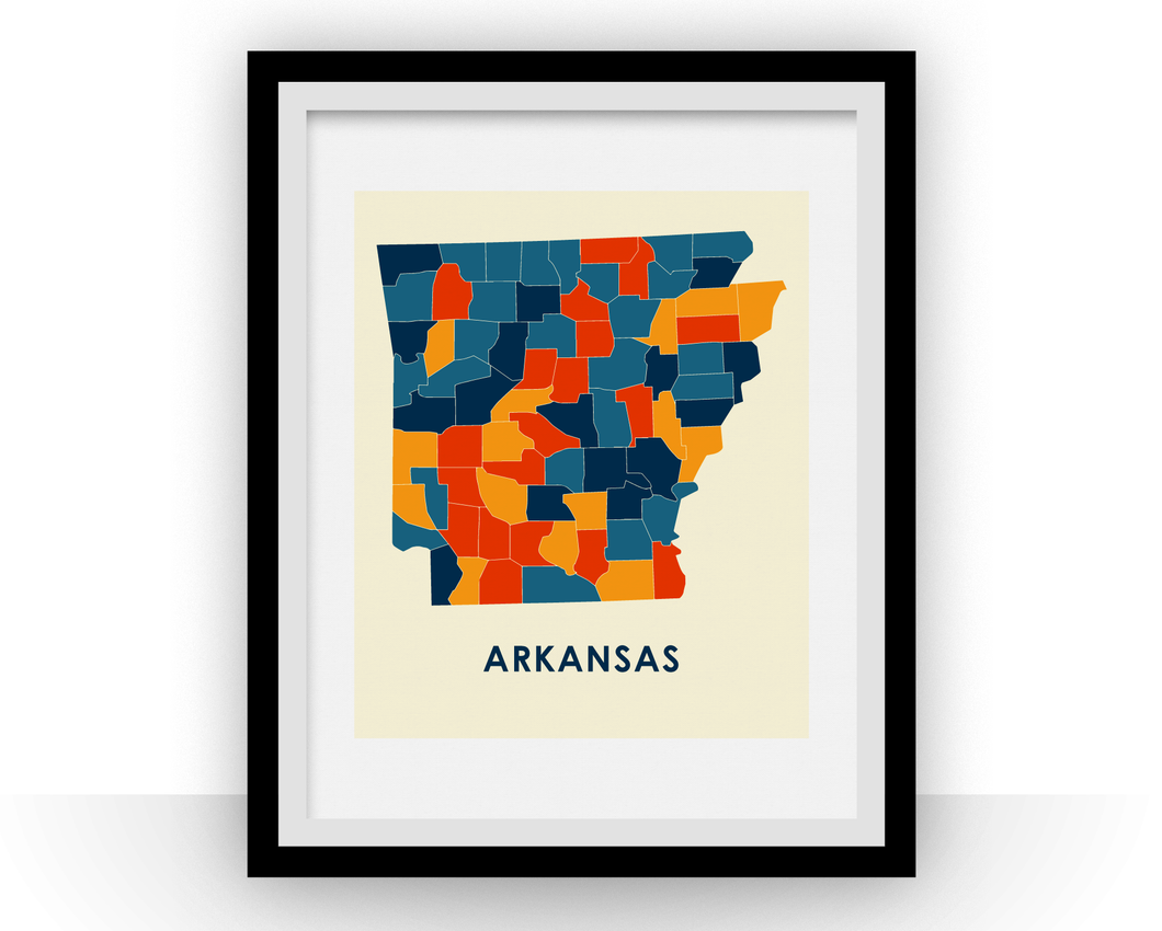 Arkansas Map Print - Full Color Map Poster