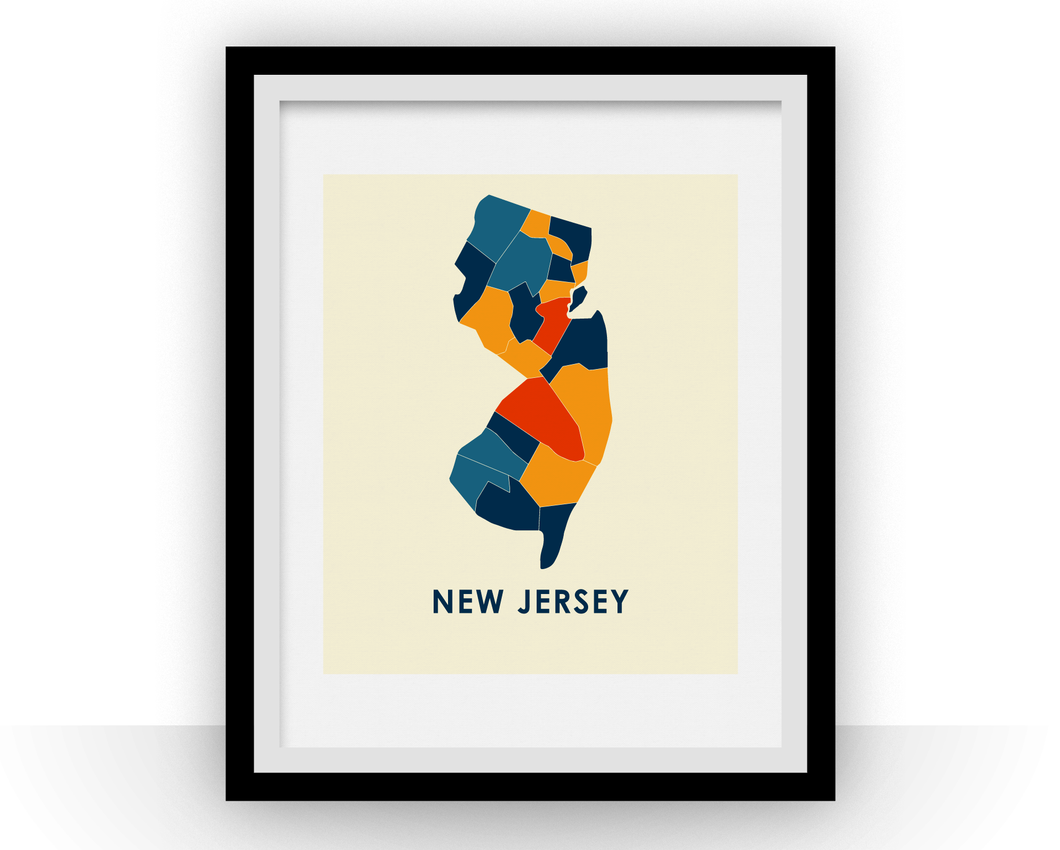 New Jersey Map Print - Full Color Map Poster