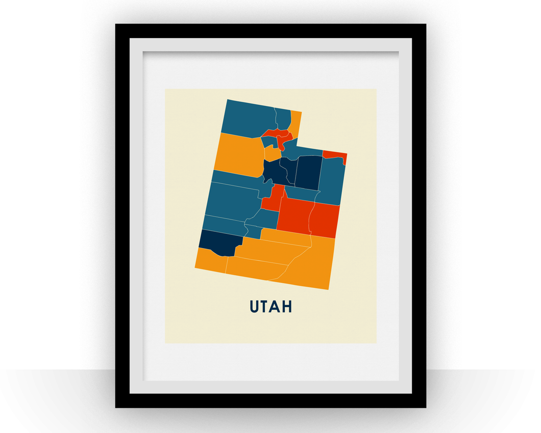 Utah Map Print - Full Color Map Poster