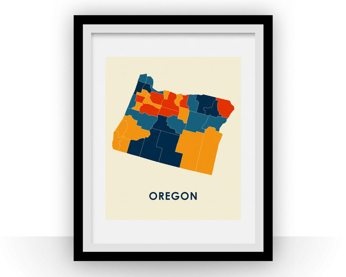 Oregon Map Print - Full Color Map Poster