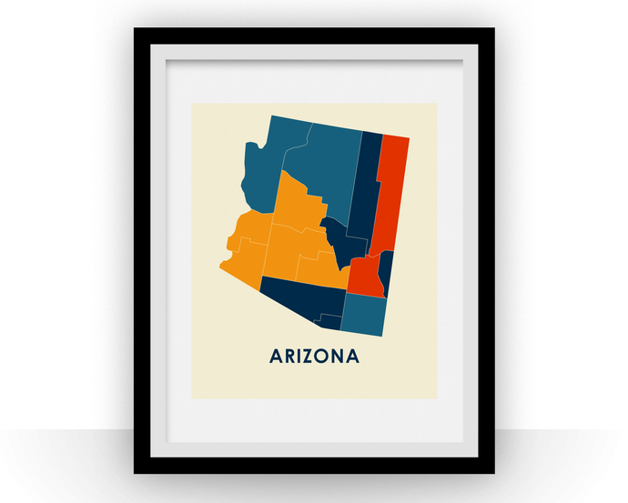 Arizona Map Print - Full Color Map Poster