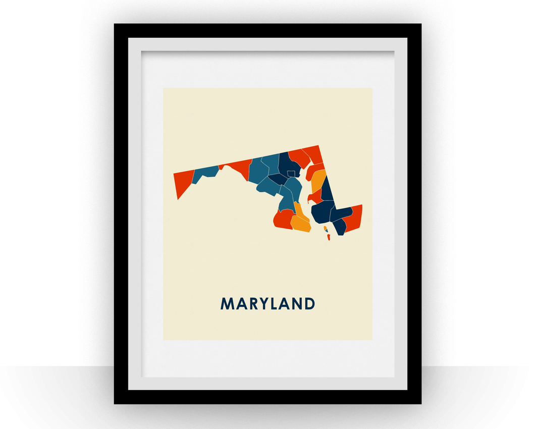 Maryland Map Print - Full Color Map Poster