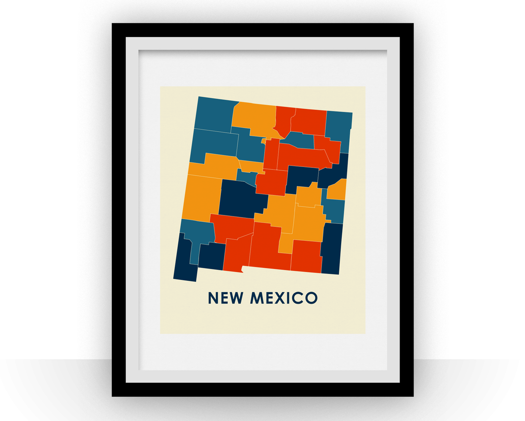 New Mexico Map Print - Full Color Map Poster