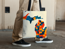 Load image into Gallery viewer, Michigan Map Tote Bag - MI Map Tote Bag 15x15
