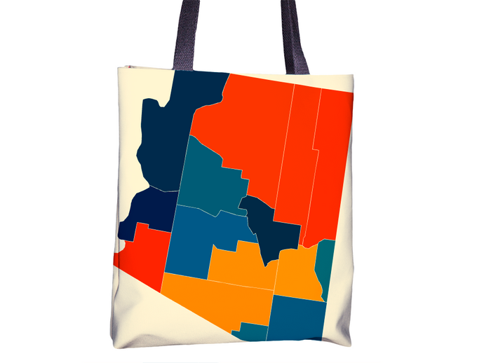 Arizona Map Tote Bag - AZ Map Tote Bag 15x15