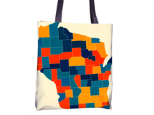 Load image into Gallery viewer, Wisconsin Map Tote Bag - WI Map Tote Bag 15x15

