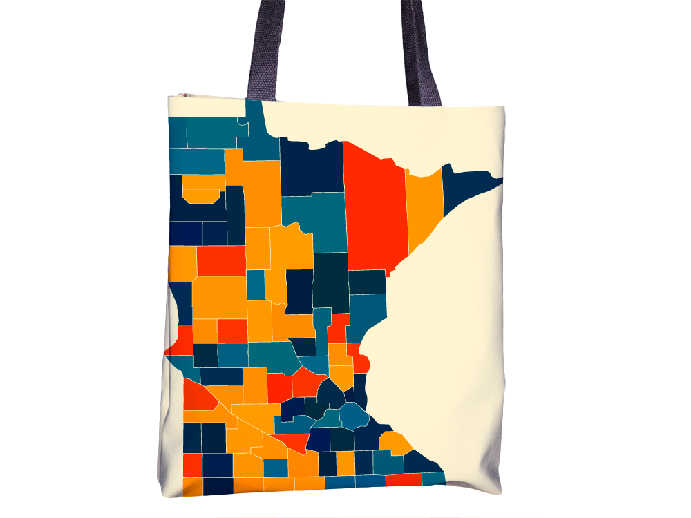 Minnesota Map Tote Bag - MN Map Tote Bag 15x15