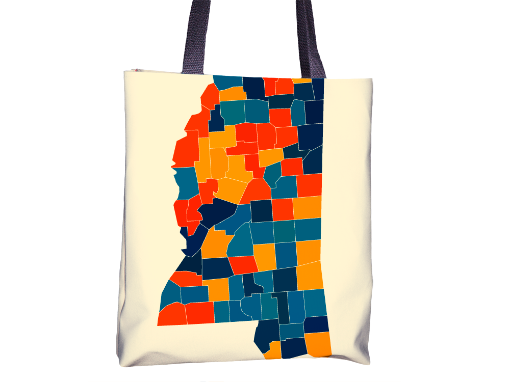 Mississippi Map Tote Bag - MS Map Tote Bag 15x15