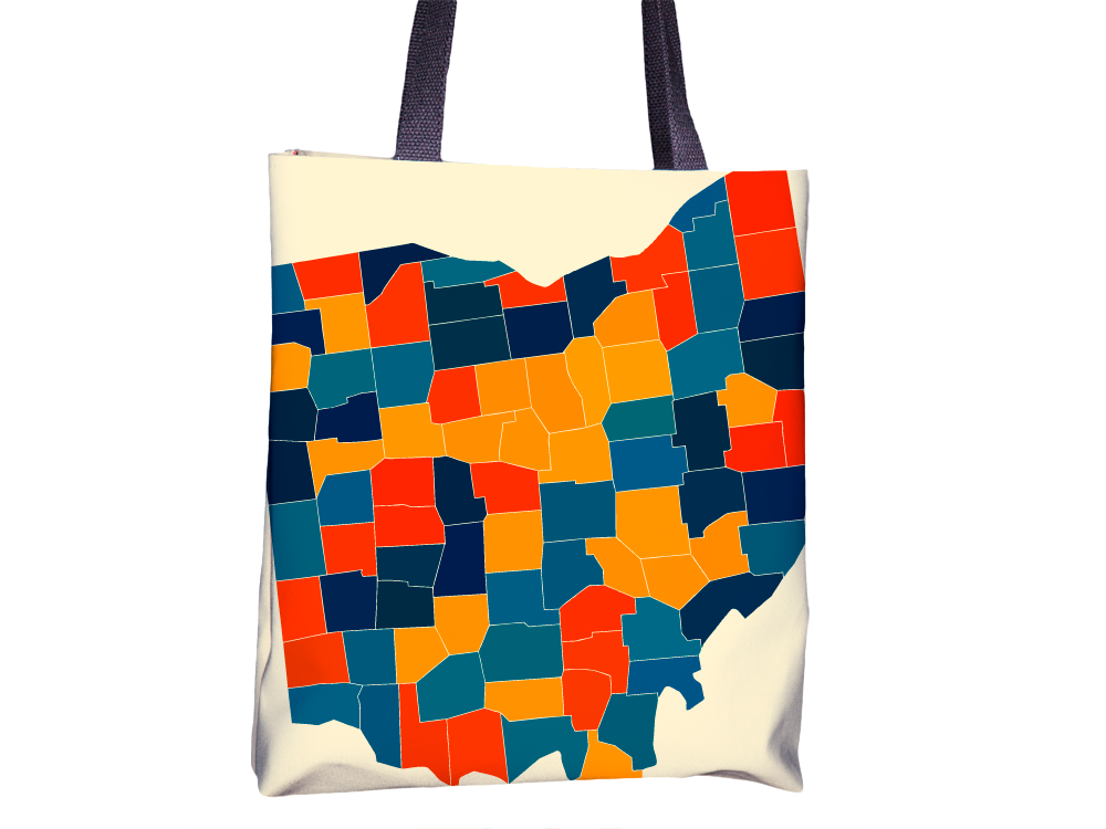 Ohio Map Tote Bag - OH Map Tote Bag 15x15