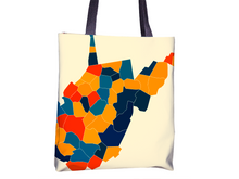 Load image into Gallery viewer, West Virginia Map Tote Bag - WV Map Tote Bag 15x15
