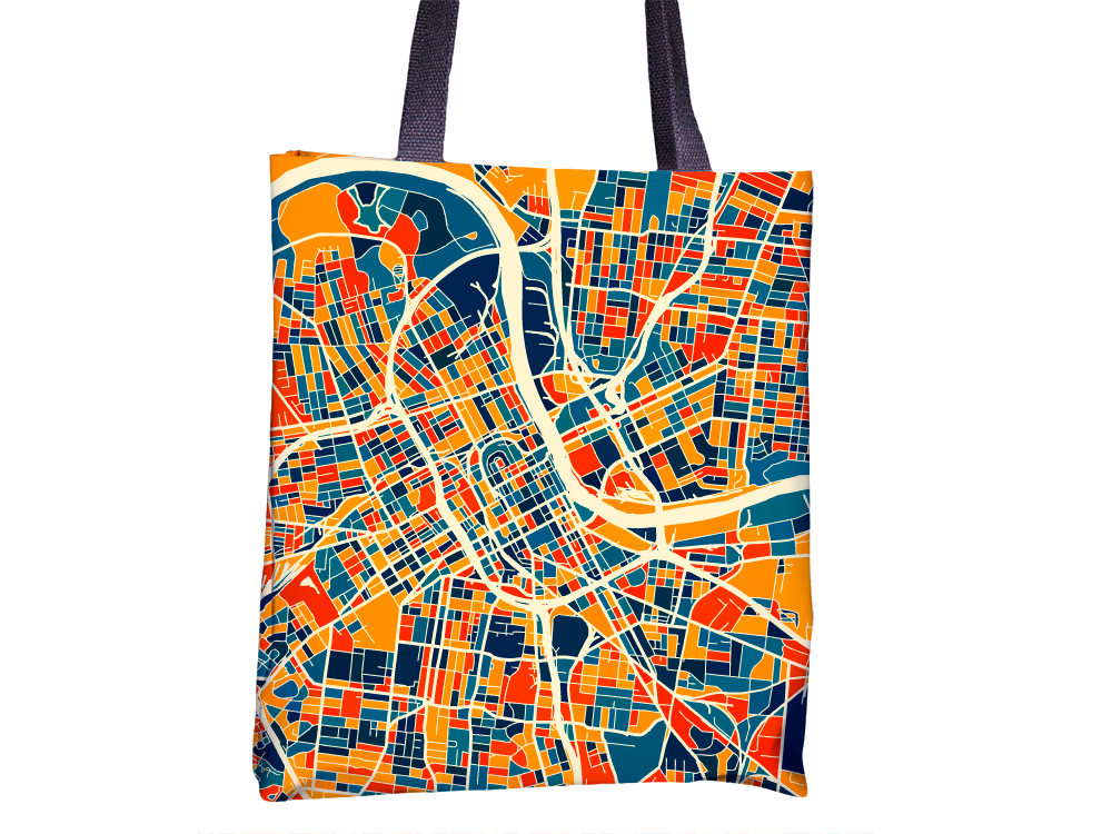 Nashville Map Tote Bag - Tennessee Map Tote Bag 15x15