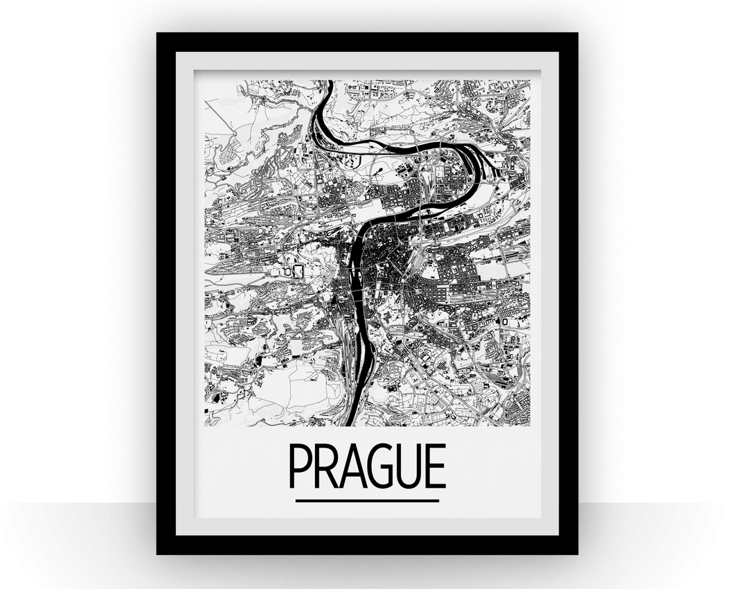 Prague Map Poster - czech republic Map Print - Art Deco Series