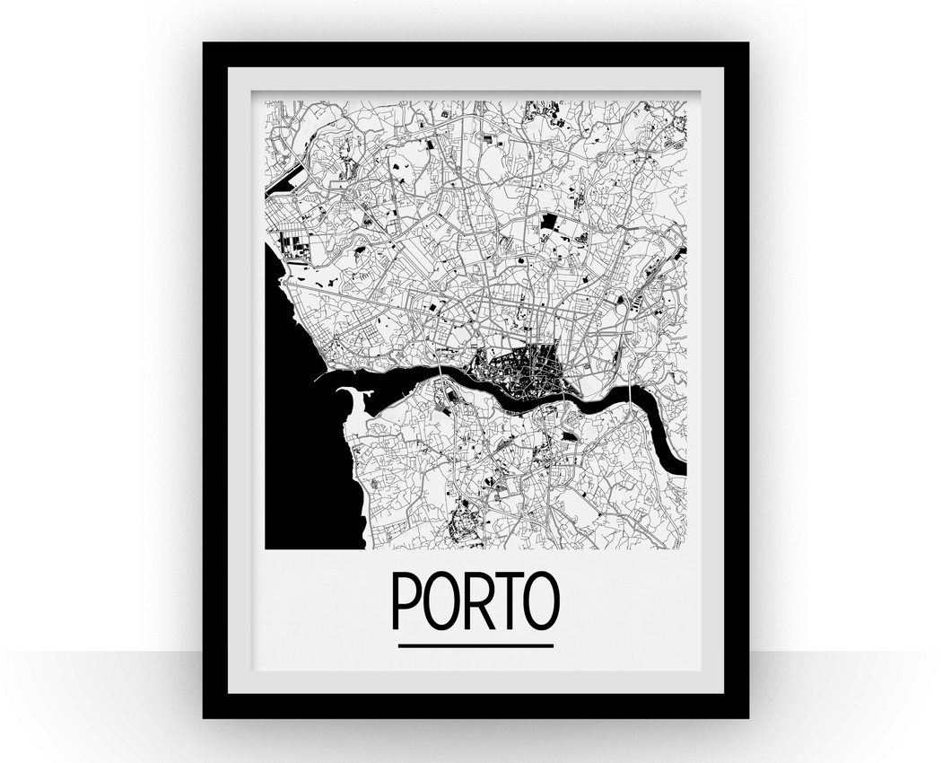 Porto Map Poster - Portugal Map Print - Art Deco Series