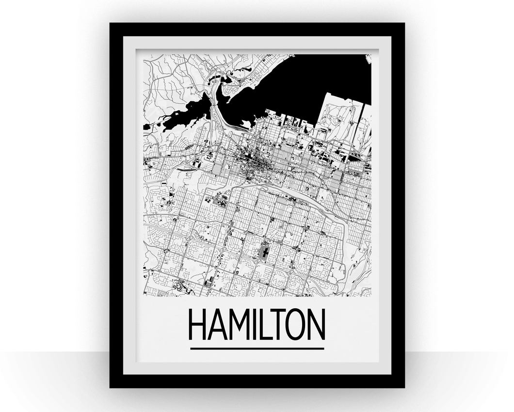 Affiche cartographique de Hamilton - Style Art Déco