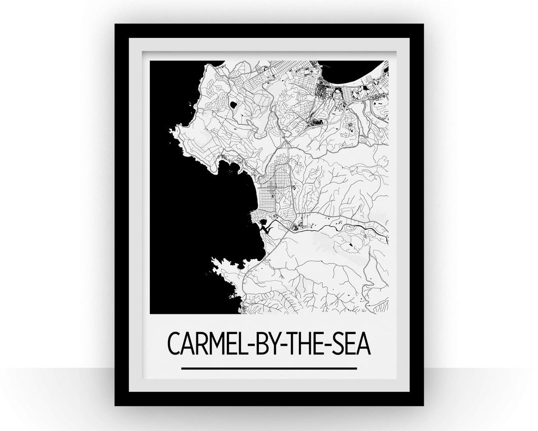 Carmel-By-The-Sea Map Poster - California Map Print - Art Deco Series