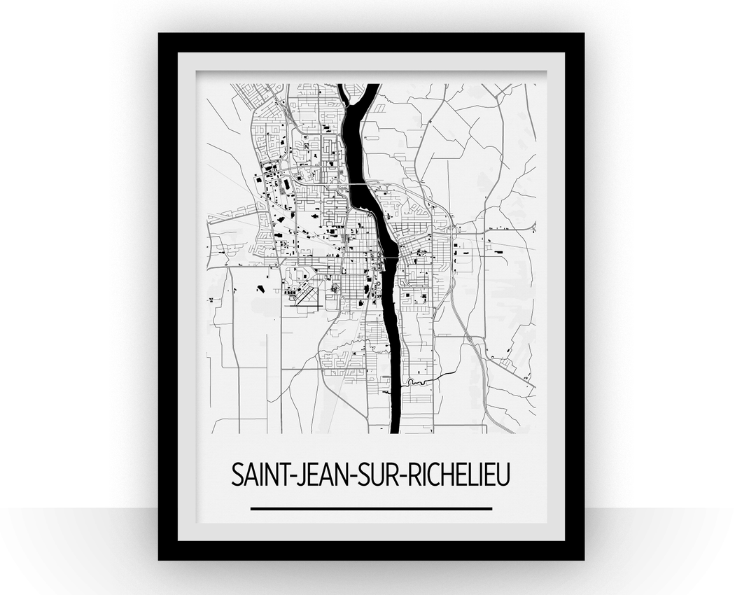 Saint Jean sur Richelieu Quebec Map Poster - Quebec Map Print - Art Deco Series