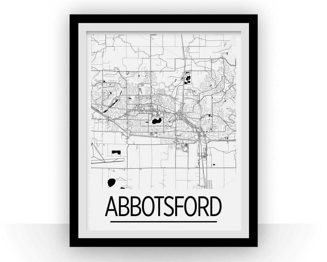 Abbotsford British Columbia Map Poster - British Columbia Map Print - Art Deco Series