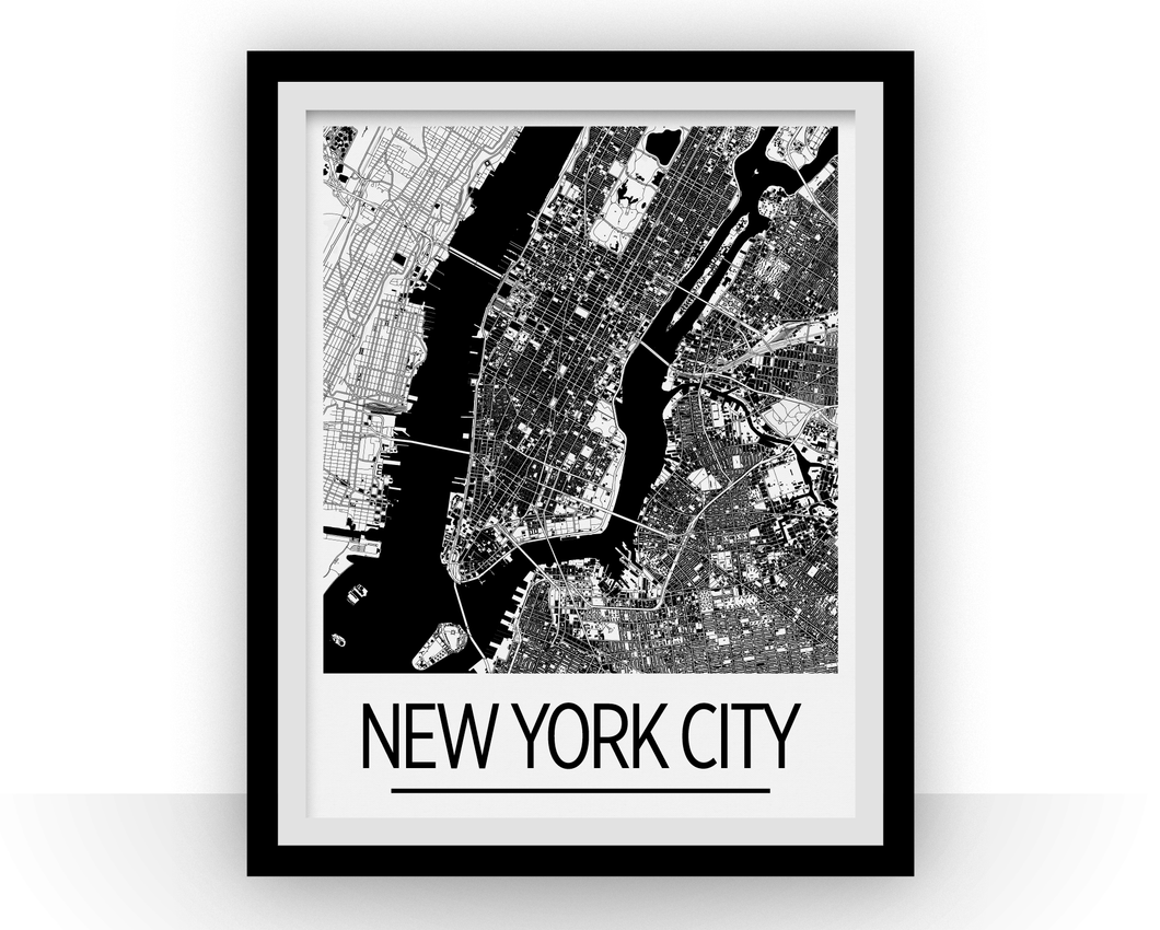 New York City Map Poster - usa Map Print - Art Deco Series