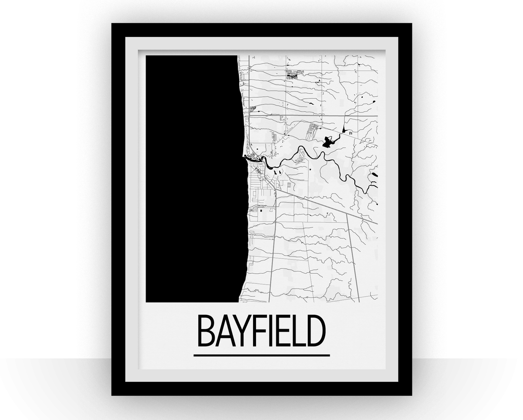 Affiche cartographique de Bayfield ON - Style Art Déco