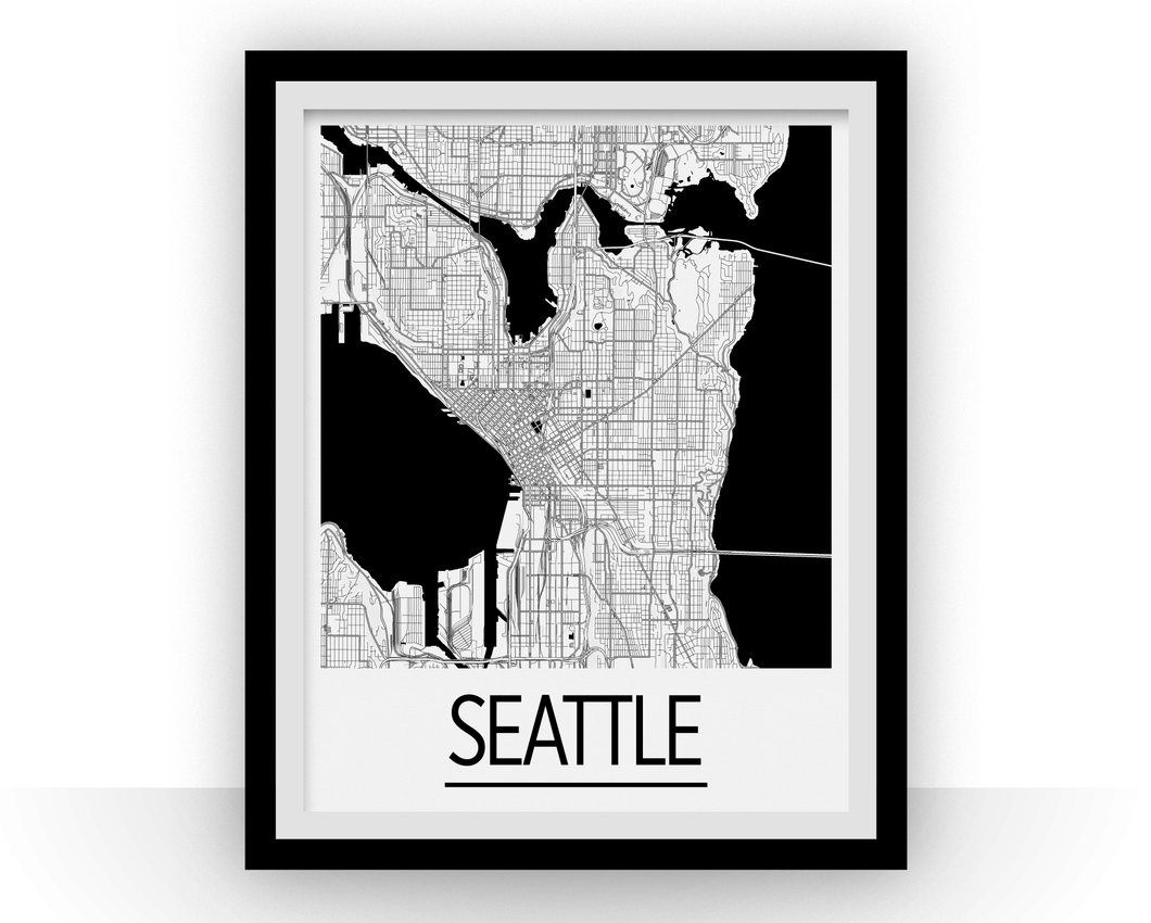 Seattle Map Poster - usa Map Print - Art Deco Series