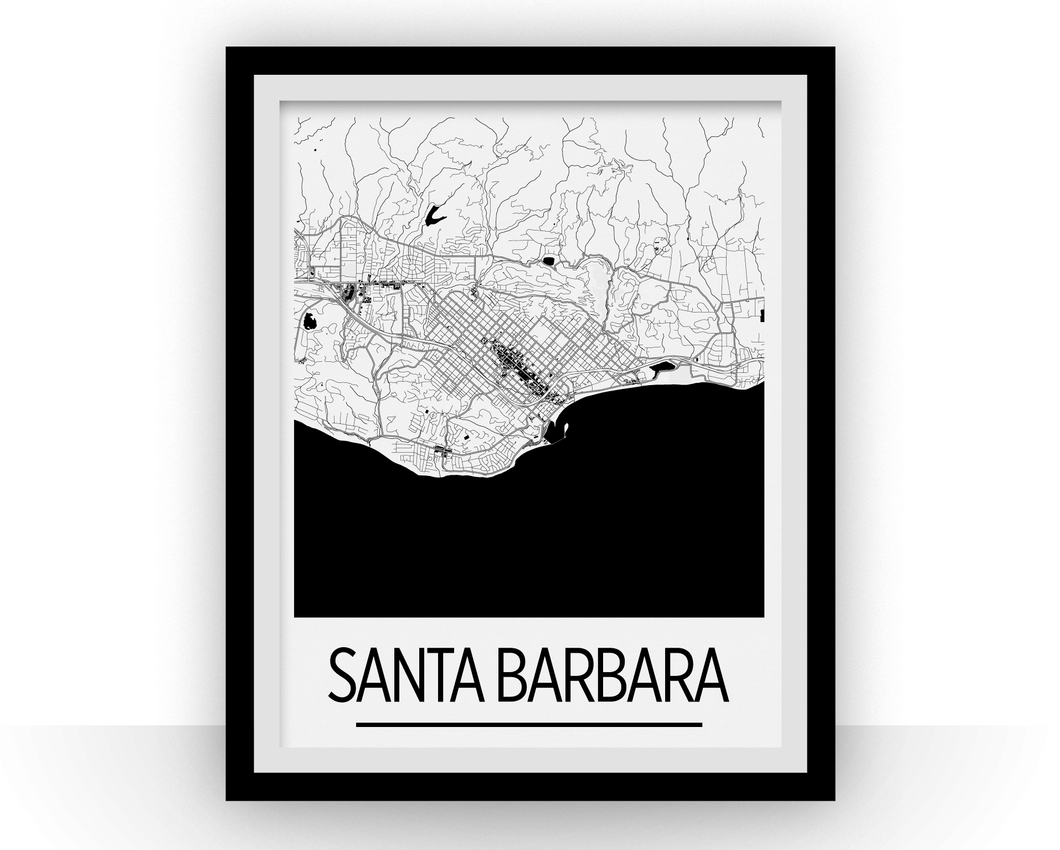 Santa Barbara Map Poster - California Map Print - Art Deco Series