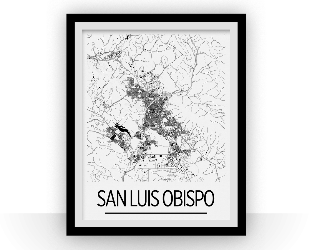 San Luis Obispo Map Poster - California Map Print - Art Deco Series