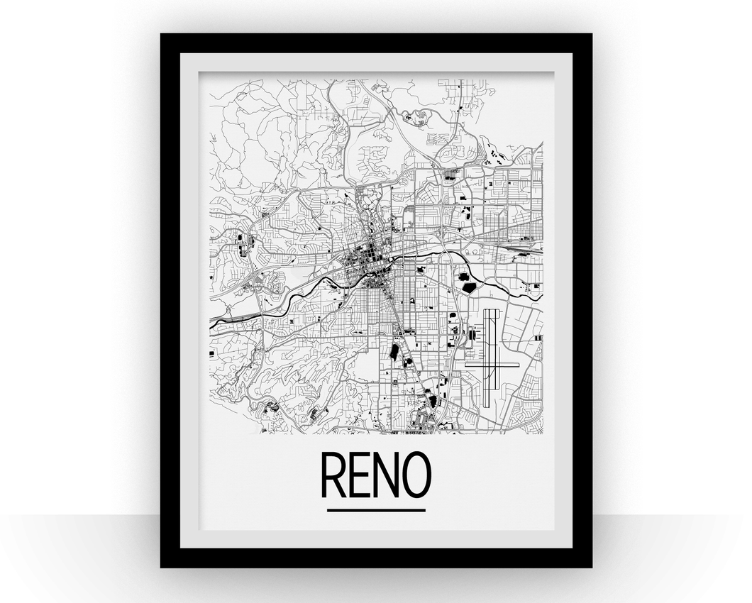 Reno Map Poster - Nevada Map Print - Art Deco Series