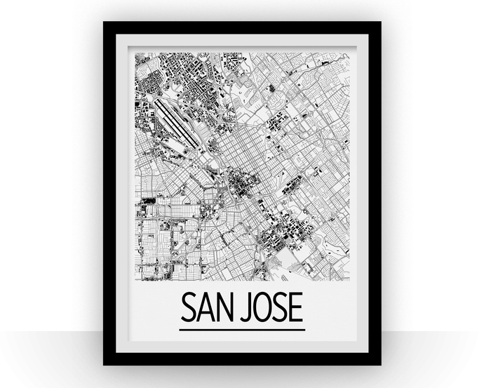 San Jose Map Poster - usa Map Print - Art Deco Series