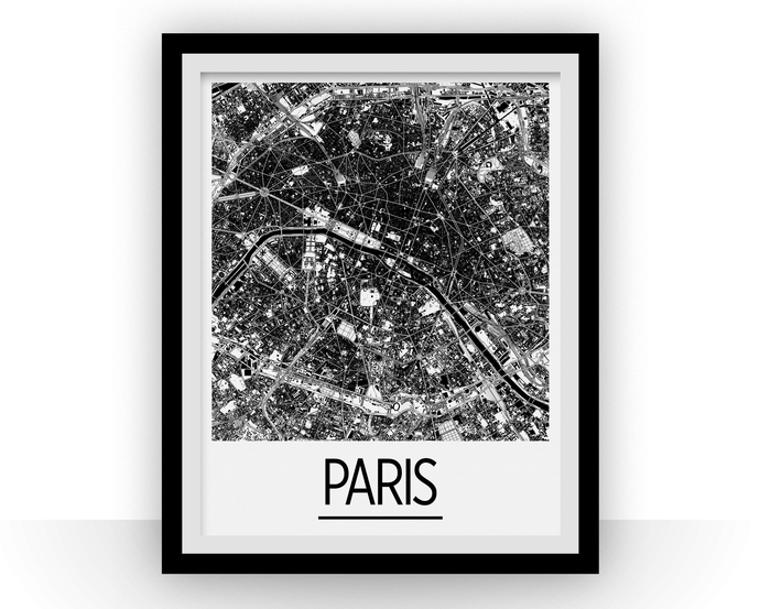 Paris Map Poster - france Map Print - Art Deco Series