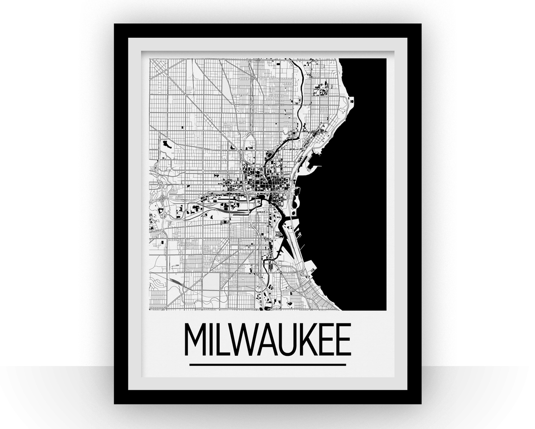 Milwaukee Map Poster - usa Map Print - Art Deco Series